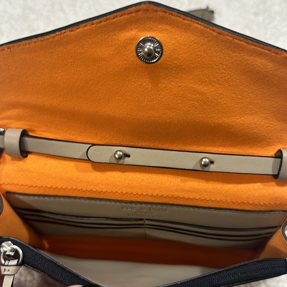 Rag & Bone Atlas Convertible Crossbody Leather Light Khaki With Orange Interior - Picture 12 of 15